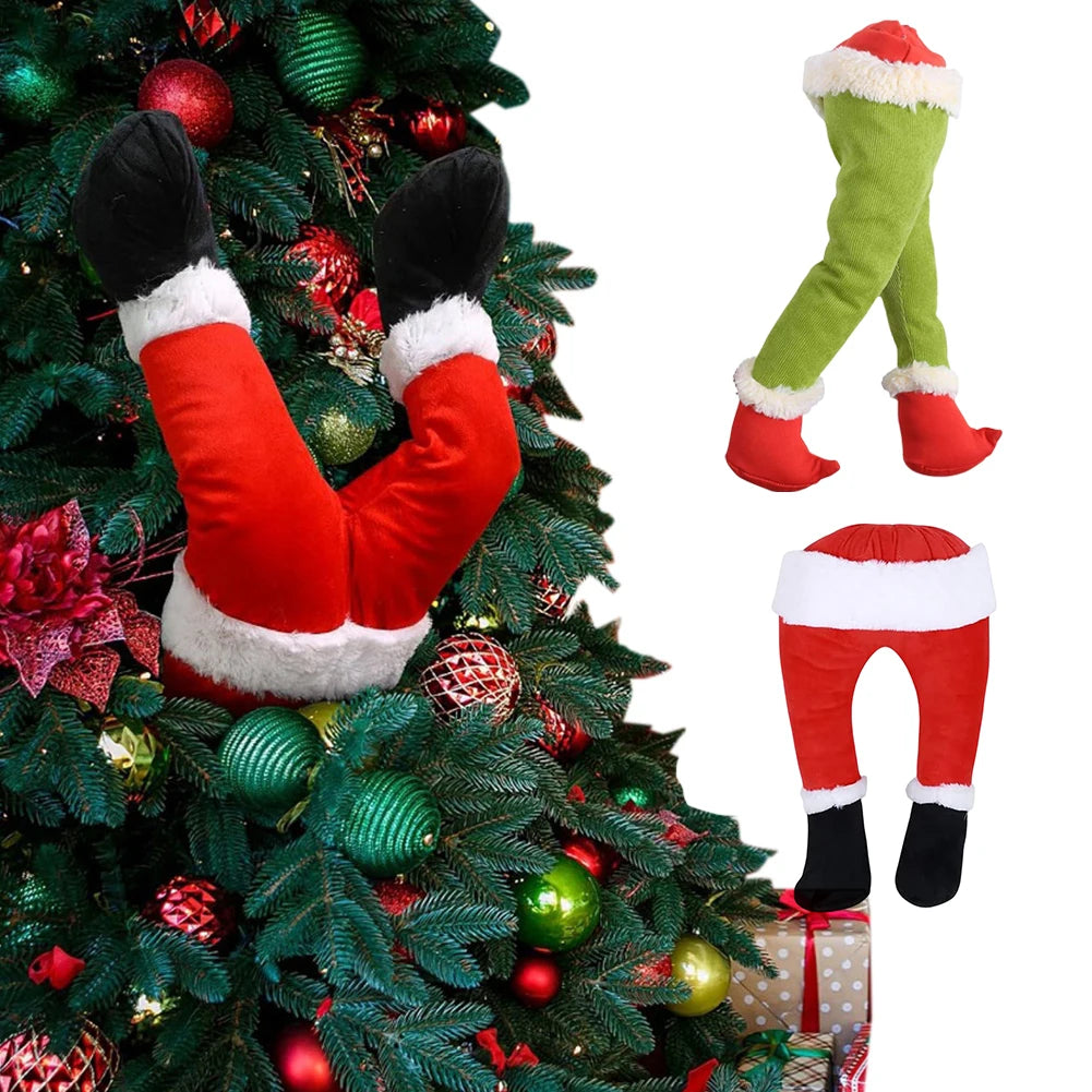 1pc Merry Christmas Green Red Santa Claus Legs Ornament Home Winter Happy New Year Xmas Celebration Party Decoration Supplies