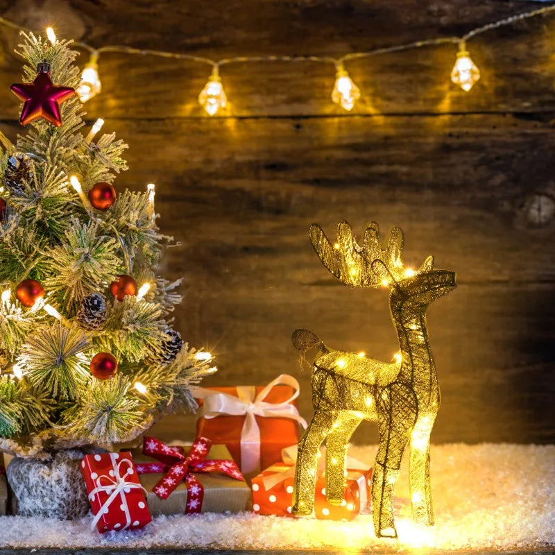 1pcs Outdoor Yard Christmas Decorations with Light Lighted Reindeer Xmas Decoration Light Up Christmas Yard Decoration for Xmas