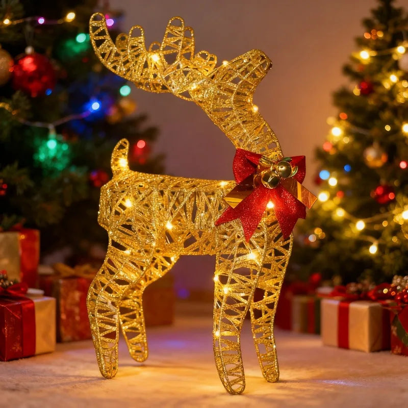1pcs Outdoor Yard Christmas Decorations with Light Lighted Reindeer Xmas Decoration Light Up Christmas Yard Decoration for Xmas