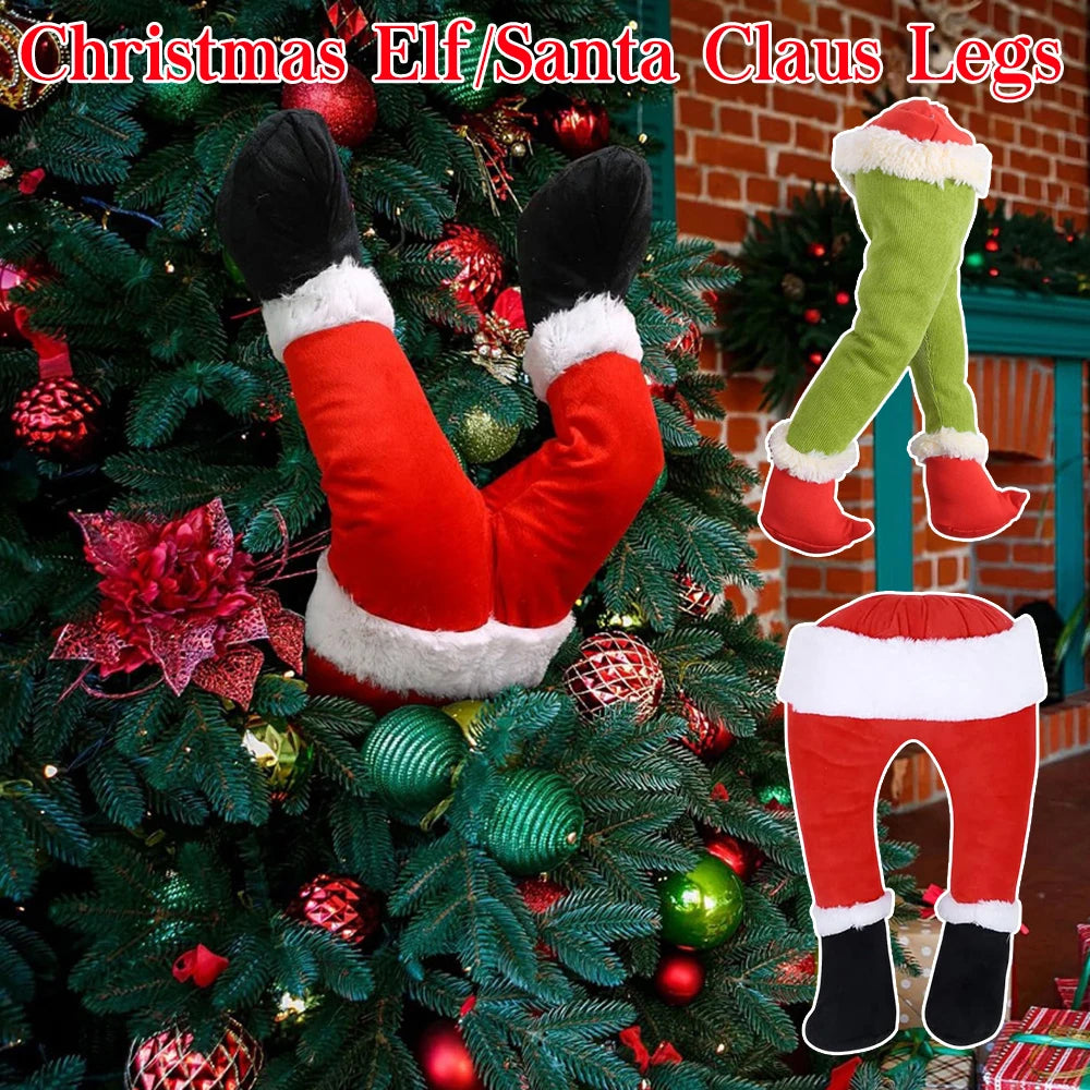 1pc Merry Christmas Green Red Santa Claus Legs Ornament Home Winter Happy New Year Xmas Celebration Party Decoration Supplies