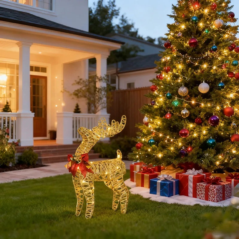 1pcs Outdoor Yard Christmas Decorations with Light Lighted Reindeer Xmas Decoration Light Up Christmas Yard Decoration for Xmas